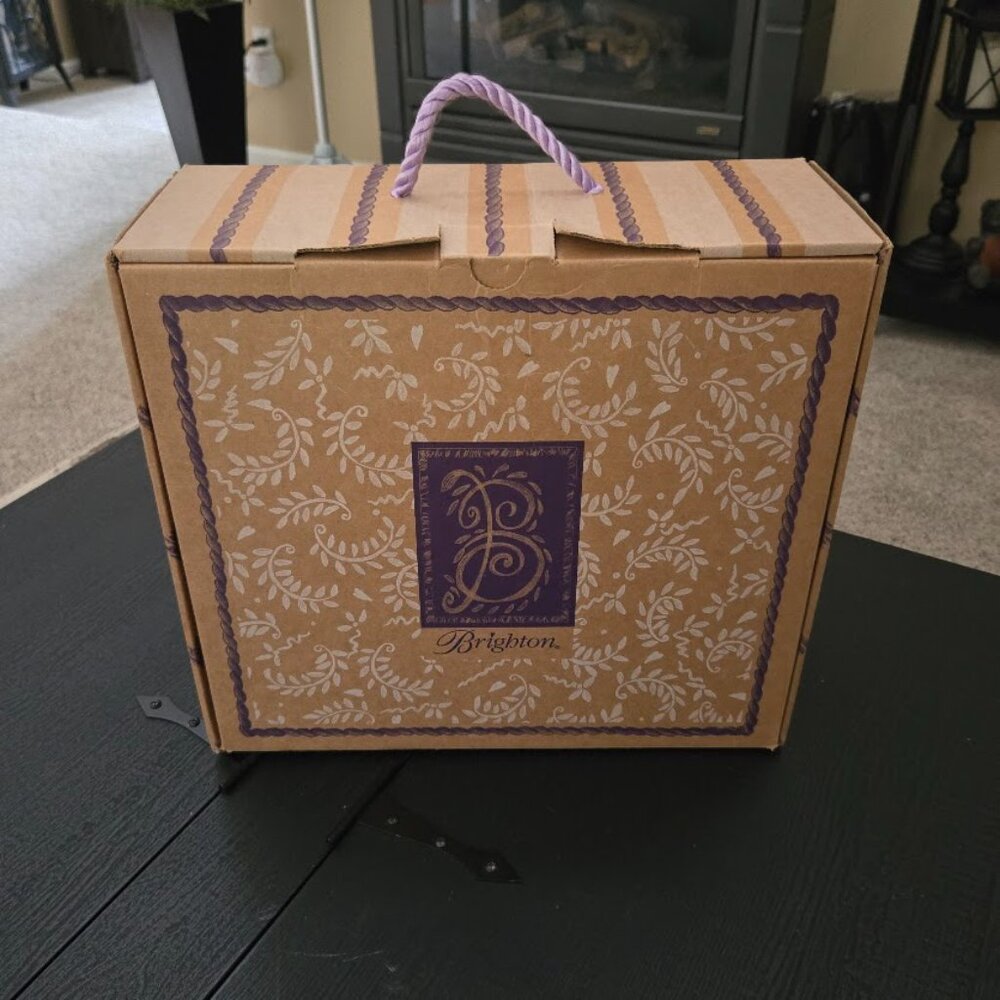 Brighton Eva Straw Shoulder Navy / Tan Bag in original box - Picture 9 of 11